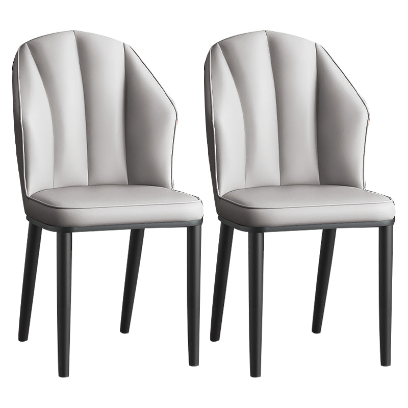Glam Metal Dining Room Chairs Armless Upholstered Side Leather Chairs for Restaurant Light Gray 2 Piece Set Black Clearhalo ' kitchen&dining_furn' 'Dining Chairs' 'Dining Tables & Seating' 'dining_chair' 'furn' 'furn_dining_chair' 'Furniture' 'furniture_dining_chair' 'Kitchen & Dining Furniture' 'kitchen' 3998111