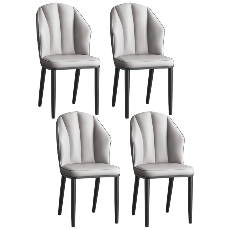 Glam Metal Dining Room Chairs Armless Upholstered Side Leather Chairs for Restaurant Light Gray 4 Piece Set Black Clearhalo ' kitchen&dining_furn' 'Dining Chairs' 'Dining Tables & Seating' 'dining_chair' 'furn' 'furn_dining_chair' 'Furniture' 'furniture_dining_chair' 'Kitchen & Dining Furniture' 'kitchen' 3998112