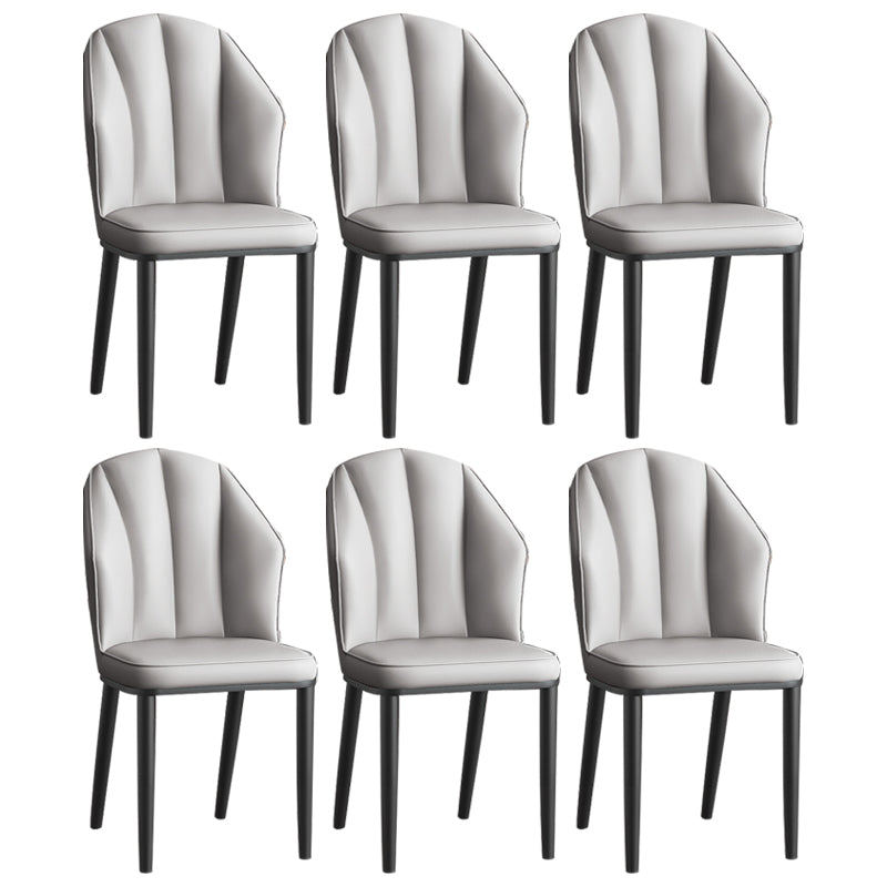 Glam Metal Dining Room Chairs Armless Upholstered Side Leather Chairs for Restaurant Light Gray 6 Piece Set Black Clearhalo ' kitchen&dining_furn' 'Dining Chairs' 'Dining Tables & Seating' 'dining_chair' 'furn' 'furn_dining_chair' 'Furniture' 'furniture_dining_chair' 'Kitchen & Dining Furniture' 'kitchen' 3998113