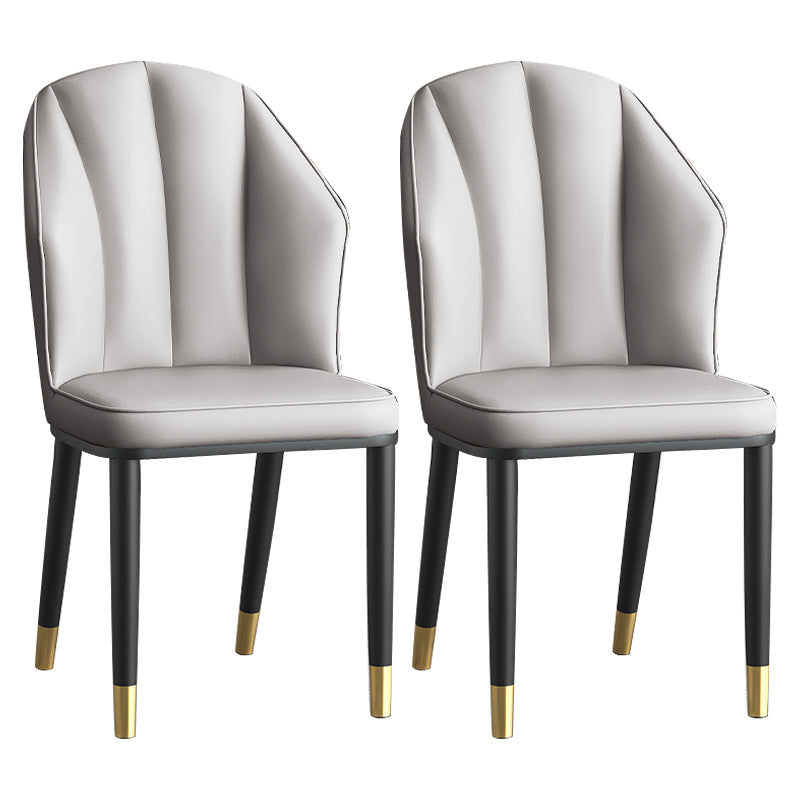 Glam Metal Dining Room Chairs Armless Upholstered Side Leather Chairs for Restaurant Light Gray 2 Piece Set Brass Gold Clearhalo ' kitchen&dining_furn' 'Dining Chairs' 'Dining Tables & Seating' 'dining_chair' 'furn' 'furn_dining_chair' 'Furniture' 'furniture_dining_chair' 'Kitchen & Dining Furniture' 'kitchen' 3998114