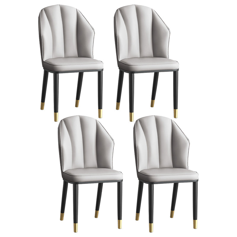 Glam Metal Dining Room Chairs Armless Upholstered Side Leather Chairs for Restaurant Light Gray 4 Piece Set Brass Gold Clearhalo ' kitchen&dining_furn' 'Dining Chairs' 'Dining Tables & Seating' 'dining_chair' 'furn' 'furn_dining_chair' 'Furniture' 'furniture_dining_chair' 'Kitchen & Dining Furniture' 'kitchen' 3998115