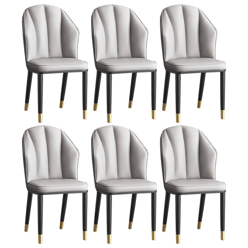 Glam Metal Dining Room Chairs Armless Upholstered Side Leather Chairs for Restaurant Light Gray 6 Piece Set Brass Gold Clearhalo ' kitchen&dining_furn' 'Dining Chairs' 'Dining Tables & Seating' 'dining_chair' 'furn' 'furn_dining_chair' 'Furniture' 'furniture_dining_chair' 'Kitchen & Dining Furniture' 'kitchen' 3998116