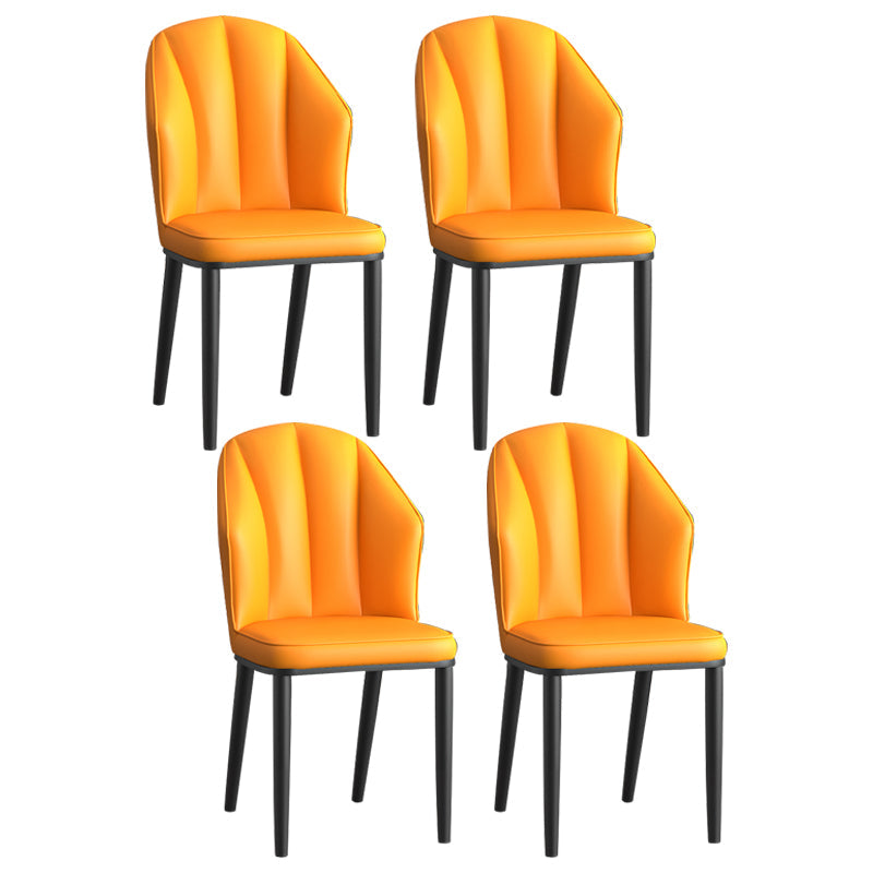 Glam Metal Dining Room Chairs Armless Upholstered Side Leather Chairs for Restaurant Yellow 4 Piece Set Black Clearhalo ' kitchen&dining_furn' 'Dining Chairs' 'Dining Tables & Seating' 'dining_chair' 'furn' 'furn_dining_chair' 'Furniture' 'furniture_dining_chair' 'Kitchen & Dining Furniture' 'kitchen' 3998118
