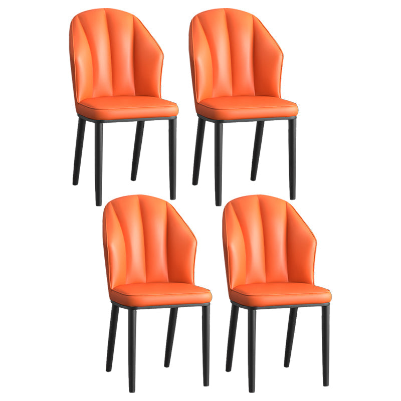 Glam Metal Dining Room Chairs Armless Upholstered Side Leather Chairs for Restaurant Orange 4 Piece Set Black Clearhalo ' kitchen&dining_furn' 'Dining Chairs' 'Dining Tables & Seating' 'dining_chair' 'furn' 'furn_dining_chair' 'Furniture' 'furniture_dining_chair' 'Kitchen & Dining Furniture' 'kitchen' 3998124