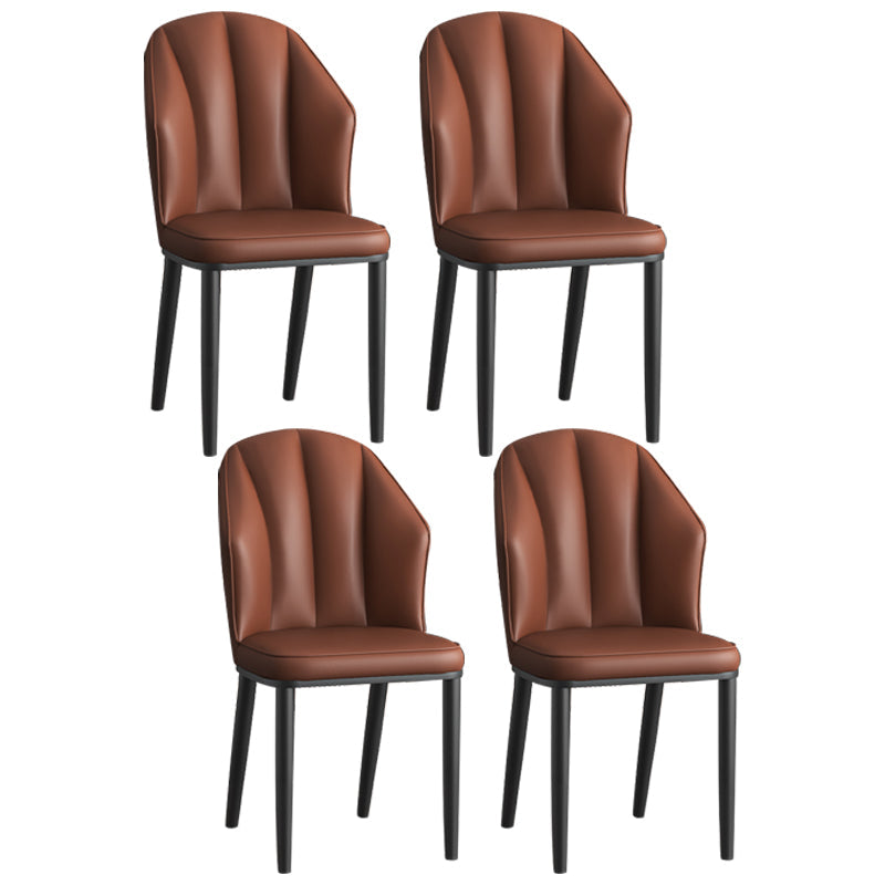 Glam Metal Dining Room Chairs Armless Upholstered Side Leather Chairs for Restaurant Brown 4 Piece Set Black Clearhalo ' kitchen&dining_furn' 'Dining Chairs' 'Dining Tables & Seating' 'dining_chair' 'furn' 'furn_dining_chair' 'Furniture' 'furniture_dining_chair' 'Kitchen & Dining Furniture' 'kitchen' 3998130
