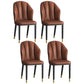 Glam Metal Dining Room Chairs Armless Upholstered Side Leather Chairs for Restaurant Brown 4 Piece Set Brass Gold Clearhalo ' kitchen&dining_furn' 'Dining Chairs' 'Dining Tables & Seating' 'dining_chair' 'furn' 'furn_dining_chair' 'Furniture' 'furniture_dining_chair' 'Kitchen & Dining Furniture' 'kitchen' 3998133