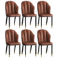Glam Metal Dining Room Chairs Armless Upholstered Side Leather Chairs for Restaurant Brown 6 Piece Set Brass Gold Clearhalo ' kitchen&dining_furn' 'Dining Chairs' 'Dining Tables & Seating' 'dining_chair' 'furn' 'furn_dining_chair' 'Furniture' 'furniture_dining_chair' 'Kitchen & Dining Furniture' 'kitchen' 3998134