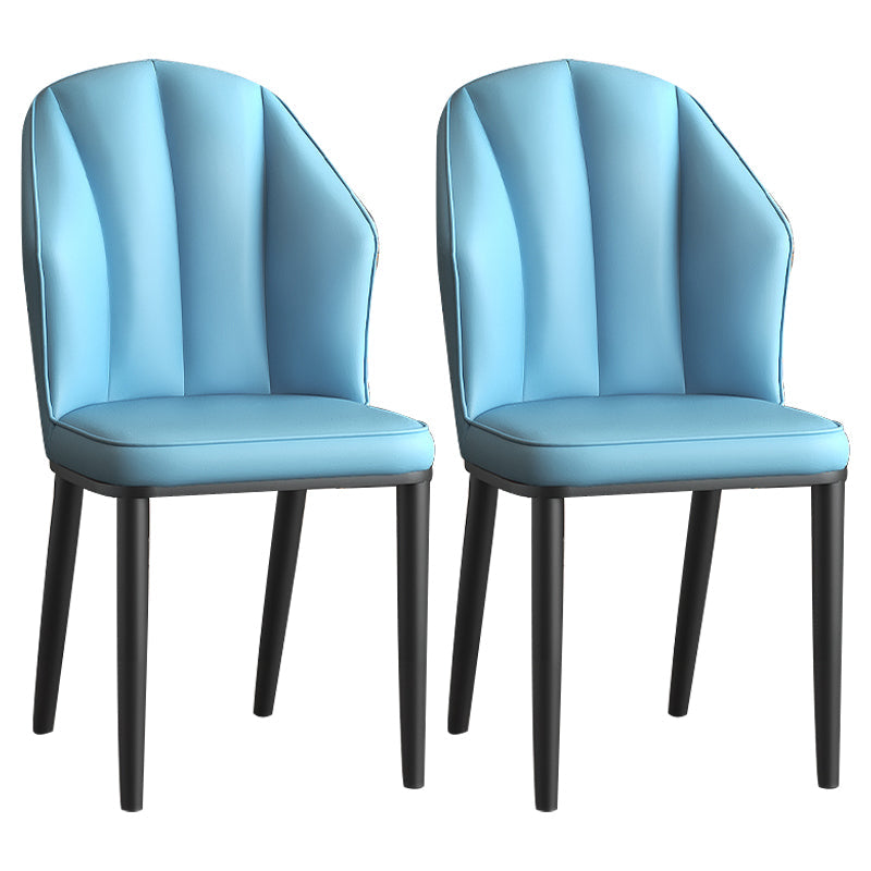 Glam Metal Dining Room Chairs Armless Upholstered Side Leather Chairs for Restaurant Light Blue 2 Piece Set Black Clearhalo ' kitchen&dining_furn' 'Dining Chairs' 'Dining Tables & Seating' 'dining_chair' 'furn' 'furn_dining_chair' 'Furniture' 'furniture_dining_chair' 'Kitchen & Dining Furniture' 'kitchen' 3998141