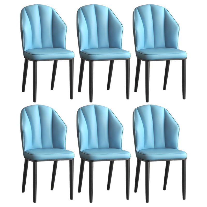 Glam Metal Dining Room Chairs Armless Upholstered Side Leather Chairs for Restaurant Light Blue 6 Piece Set Black Clearhalo ' kitchen&dining_furn' 'Dining Chairs' 'Dining Tables & Seating' 'dining_chair' 'furn' 'furn_dining_chair' 'Furniture' 'furniture_dining_chair' 'Kitchen & Dining Furniture' 'kitchen' 3998143