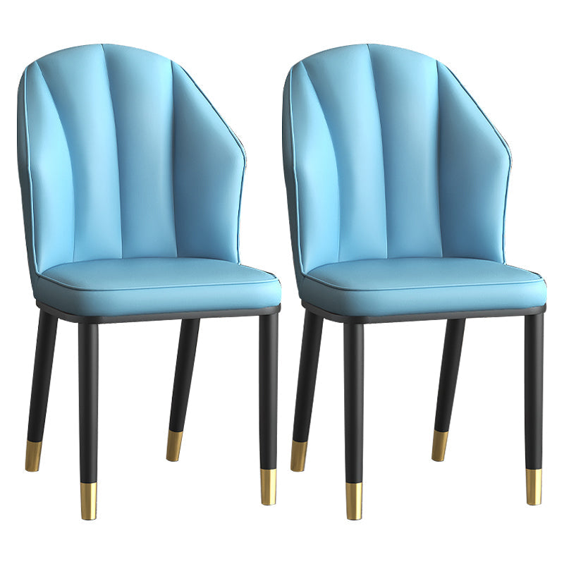 Glam Metal Dining Room Chairs Armless Upholstered Side Leather Chairs for Restaurant Light Blue 2 Piece Set Brass Gold Clearhalo ' kitchen&dining_furn' 'Dining Chairs' 'Dining Tables & Seating' 'dining_chair' 'furn' 'furn_dining_chair' 'Furniture' 'furniture_dining_chair' 'Kitchen & Dining Furniture' 'kitchen' 3998144