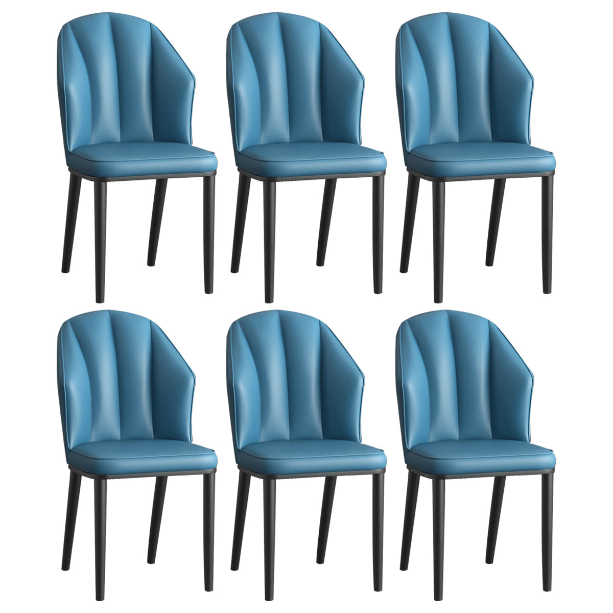 Glam Metal Dining Room Chairs Armless Upholstered Side Leather Chairs for Restaurant Peacock Blue 6 Piece Set Black Clearhalo ' kitchen&dining_furn' 'Dining Chairs' 'Dining Tables & Seating' 'dining_chair' 'furn' 'furn_dining_chair' 'Furniture' 'furniture_dining_chair' 'Kitchen & Dining Furniture' 'kitchen' 3998149