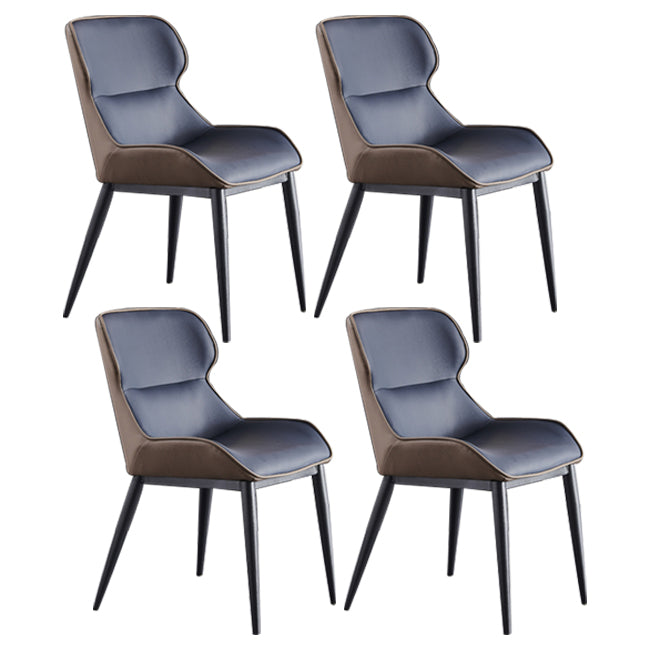 Modern Indoor-Outdoor Dining Room Armchairs Upholstered Linen Fabric Dining Metal Chair Blue 4 Piece Set Clearhalo ' kitchen&dining_furn' 'Dining Chairs' 'Dining Tables & Seating' 'dining_chair' 'furn' 'furn_dining_chair' 'Furniture' 'furniture_dining_chair' 'Kitchen & Dining Furniture' 'kitchen' 3998156