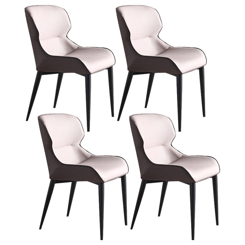 Modern Indoor-Outdoor Dining Room Armchairs Upholstered Linen Fabric Dining Metal Chair Cream Gray 4 Piece Set Clearhalo ' kitchen&dining_furn' 'Dining Chairs' 'Dining Tables & Seating' 'dining_chair' 'furn' 'furn_dining_chair' 'Furniture' 'furniture_dining_chair' 'Kitchen & Dining Furniture' 'kitchen' 3998160