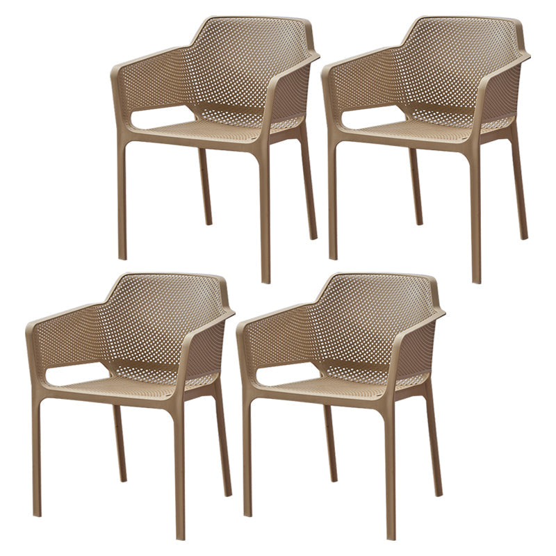 Contemporary Style Plastic Dining Chairs Stackable Dining Arm Chairs for Kitchen Grey 4 Piece Set Clearhalo ' kitchen&dining_furn' 'Dining Chairs' 'Dining Tables & Seating' 'dining_chair' 'furn' 'furn_dining_chair' 'Furniture' 'furniture_dining_chair' 'Kitchen & Dining Furniture' 'kitchen' 3998171