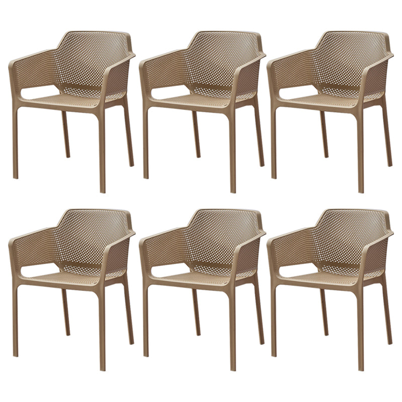 Contemporary Style Plastic Dining Chairs Stackable Dining Arm Chairs for Kitchen Grey 6 Piece Set Clearhalo ' kitchen&dining_furn' 'Dining Chairs' 'Dining Tables & Seating' 'dining_chair' 'furn' 'furn_dining_chair' 'Furniture' 'furniture_dining_chair' 'Kitchen & Dining Furniture' 'kitchen' 3998173