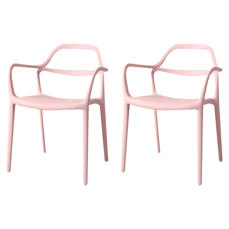 Contemporary Style Plastic Dining Chairs Dining Stackable Chairs for Kitchen Pink 2 Piece Set Clearhalo ' kitchen&dining_furn' 'Dining Chairs' 'Dining Tables & Seating' 'dining_chair' 'furn' 'furn_dining_chair' 'Furniture' 'furniture_dining_chair' 'Kitchen & Dining Furniture' 'kitchen' 3998195