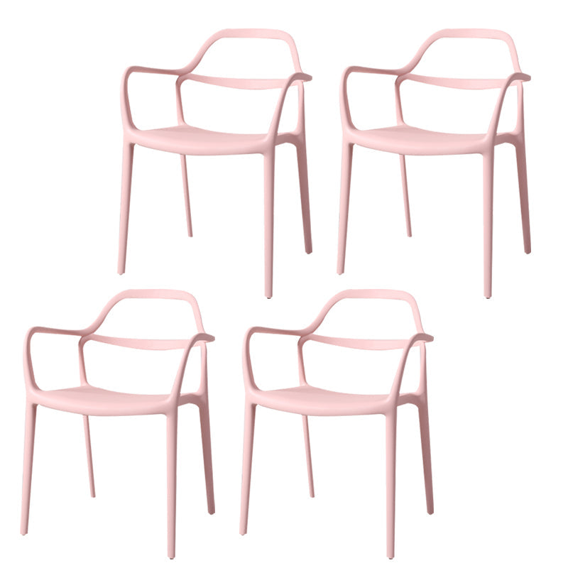 Contemporary Style Plastic Dining Chairs Dining Stackable Chairs for Kitchen Pink 4 Piece Set Clearhalo ' kitchen&dining_furn' 'Dining Chairs' 'Dining Tables & Seating' 'dining_chair' 'furn' 'furn_dining_chair' 'Furniture' 'furniture_dining_chair' 'Kitchen & Dining Furniture' 'kitchen' 3998196