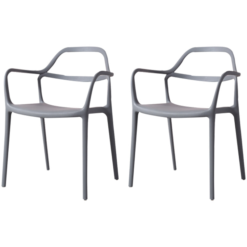 Contemporary Style Plastic Dining Chairs Dining Stackable Chairs for Kitchen Grey 2 Piece Set Clearhalo ' kitchen&dining_furn' 'Dining Chairs' 'Dining Tables & Seating' 'dining_chair' 'furn' 'furn_dining_chair' 'Furniture' 'furniture_dining_chair' 'Kitchen & Dining Furniture' 'kitchen' 3998214