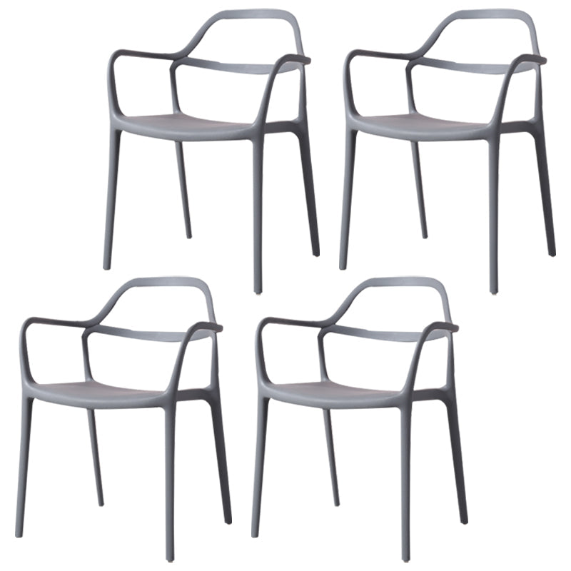 Contemporary Style Plastic Dining Chairs Dining Stackable Chairs for Kitchen Grey 4 Piece Set Clearhalo ' kitchen&dining_furn' 'Dining Chairs' 'Dining Tables & Seating' 'dining_chair' 'furn' 'furn_dining_chair' 'Furniture' 'furniture_dining_chair' 'Kitchen & Dining Furniture' 'kitchen' 3998215
