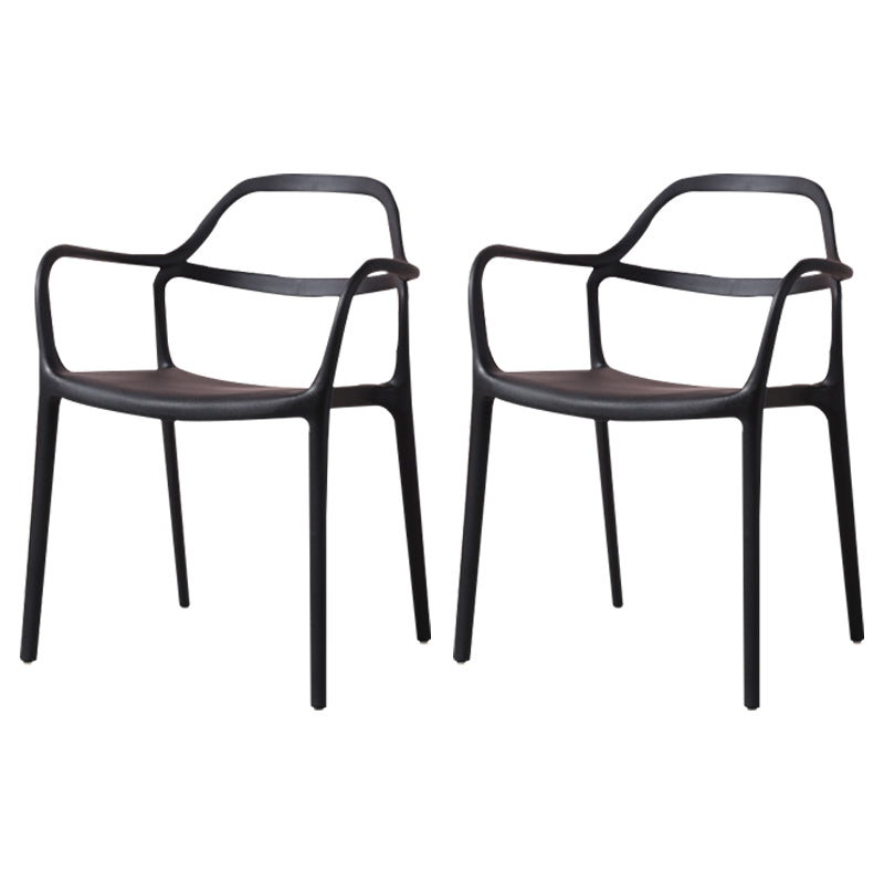 Contemporary Style Plastic Dining Chairs Dining Stackable Chairs for Kitchen Black 2 Piece Set Clearhalo ' kitchen&dining_furn' 'Dining Chairs' 'Dining Tables & Seating' 'dining_chair' 'furn' 'furn_dining_chair' 'Furniture' 'furniture_dining_chair' 'Kitchen & Dining Furniture' 'kitchen' 3998217