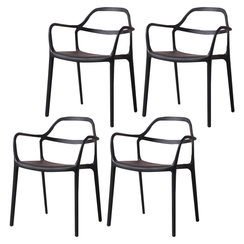 Contemporary Style Plastic Dining Chairs Dining Stackable Chairs for Kitchen Black 4 Piece Set Clearhalo ' kitchen&dining_furn' 'Dining Chairs' 'Dining Tables & Seating' 'dining_chair' 'furn' 'furn_dining_chair' 'Furniture' 'furniture_dining_chair' 'Kitchen & Dining Furniture' 'kitchen' 3998218