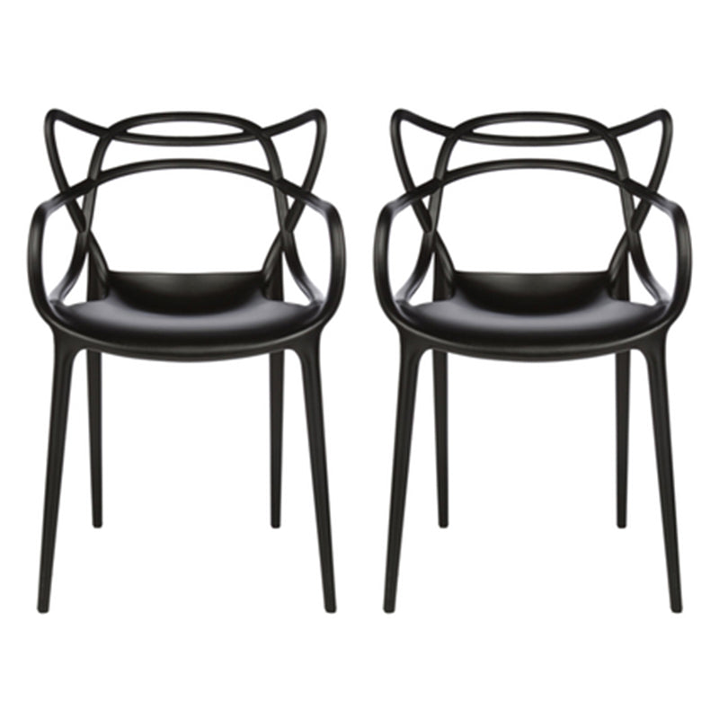 Contemporary Style Dining Chairs Kitchen Dining Arm Chairs with Plastic Legs Black 2 Piece Set Clearhalo ' kitchen&dining_furn' 'Dining Chairs' 'Dining Tables & Seating' 'dining_chair' 'furn' 'furn_dining_chair' 'Furniture' 'furniture_dining_chair' 'Kitchen & Dining Furniture' 'kitchen' 3998224