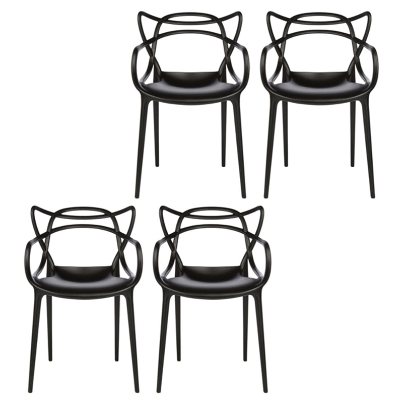 Contemporary Style Dining Chairs Kitchen Dining Arm Chairs with Plastic Legs Black 4 Piece Set Clearhalo ' kitchen&dining_furn' 'Dining Chairs' 'Dining Tables & Seating' 'dining_chair' 'furn' 'furn_dining_chair' 'Furniture' 'furniture_dining_chair' 'Kitchen & Dining Furniture' 'kitchen' 3998226