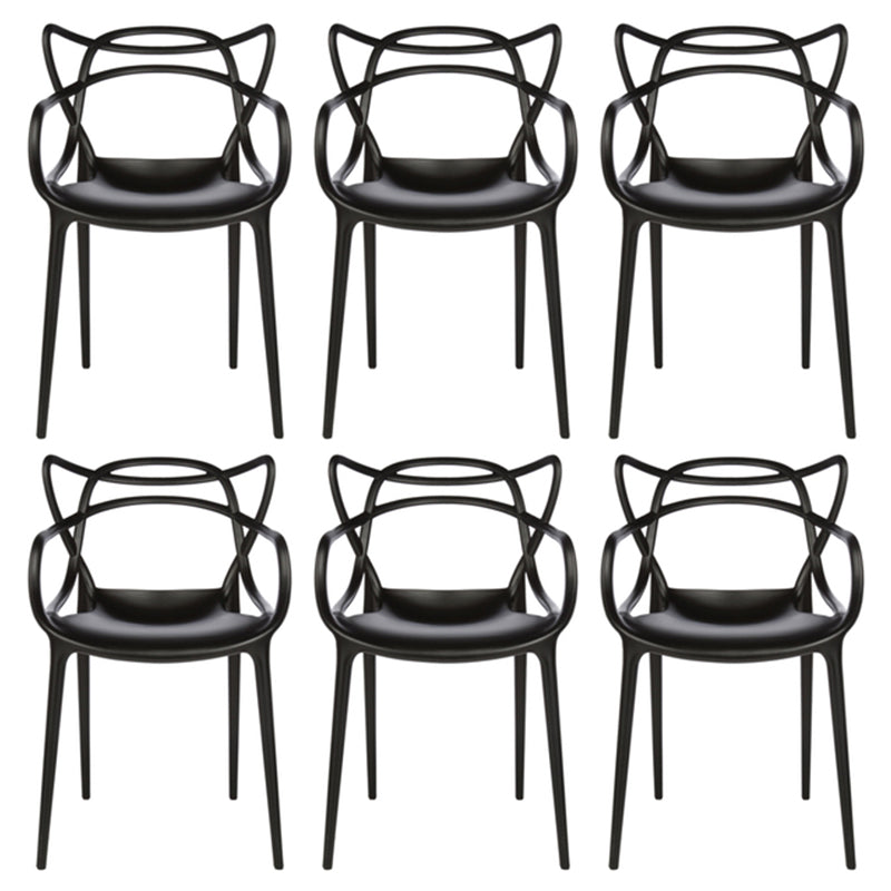 Contemporary Style Dining Chairs Kitchen Dining Arm Chairs with Plastic Legs Black 6 Piece Set Clearhalo ' kitchen&dining_furn' 'Dining Chairs' 'Dining Tables & Seating' 'dining_chair' 'furn' 'furn_dining_chair' 'Furniture' 'furniture_dining_chair' 'Kitchen & Dining Furniture' 'kitchen' 3998228