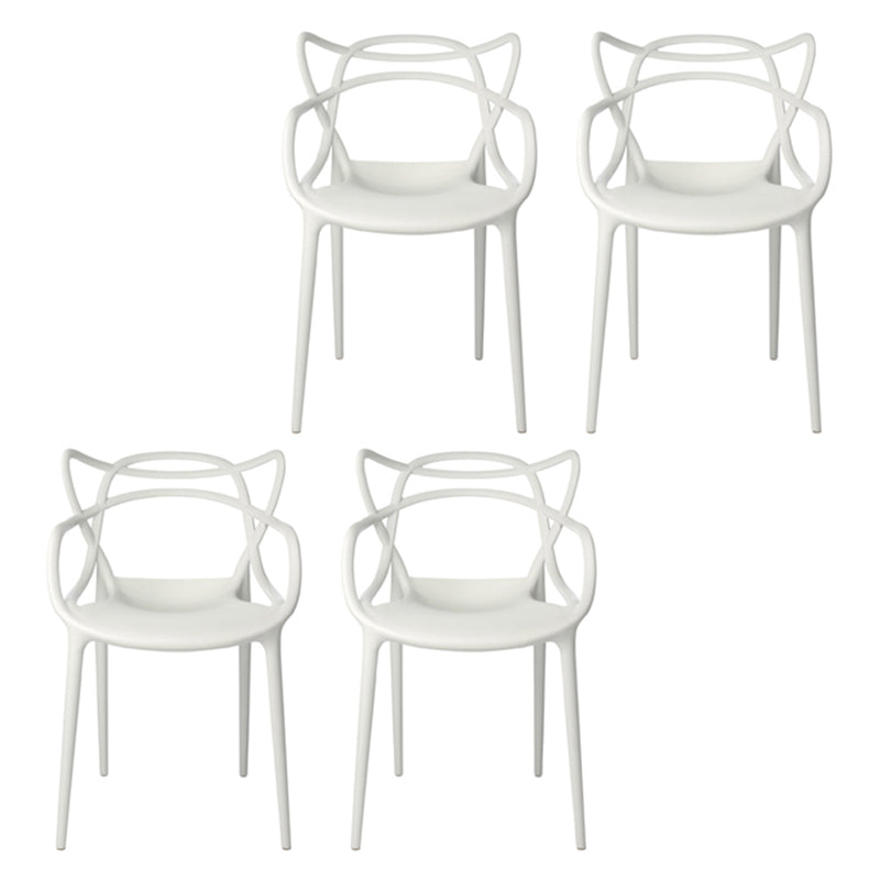 Contemporary Style Dining Chairs Kitchen Dining Arm Chairs with Plastic Legs White 4 Piece Set Clearhalo ' kitchen&dining_furn' 'Dining Chairs' 'Dining Tables & Seating' 'dining_chair' 'furn' 'furn_dining_chair' 'Furniture' 'furniture_dining_chair' 'Kitchen & Dining Furniture' 'kitchen' 3998231