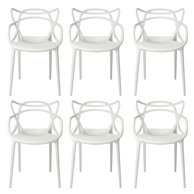Contemporary Style Dining Chairs Kitchen Dining Arm Chairs with Plastic Legs White 6 Piece Set Clearhalo ' kitchen&dining_furn' 'Dining Chairs' 'Dining Tables & Seating' 'dining_chair' 'furn' 'furn_dining_chair' 'Furniture' 'furniture_dining_chair' 'Kitchen & Dining Furniture' 'kitchen' 3998234