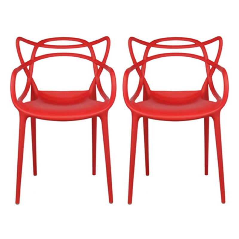 Contemporary Style Dining Chairs Kitchen Dining Arm Chairs with Plastic Legs Red 2 Piece Set Clearhalo ' kitchen&dining_furn' 'Dining Chairs' 'Dining Tables & Seating' 'dining_chair' 'furn' 'furn_dining_chair' 'Furniture' 'furniture_dining_chair' 'Kitchen & Dining Furniture' 'kitchen' 3998242