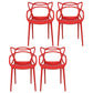 Contemporary Style Dining Chairs Kitchen Dining Arm Chairs with Plastic Legs Red 4 Piece Set Clearhalo ' kitchen&dining_furn' 'Dining Chairs' 'Dining Tables & Seating' 'dining_chair' 'furn' 'furn_dining_chair' 'Furniture' 'furniture_dining_chair' 'Kitchen & Dining Furniture' 'kitchen' 3998243