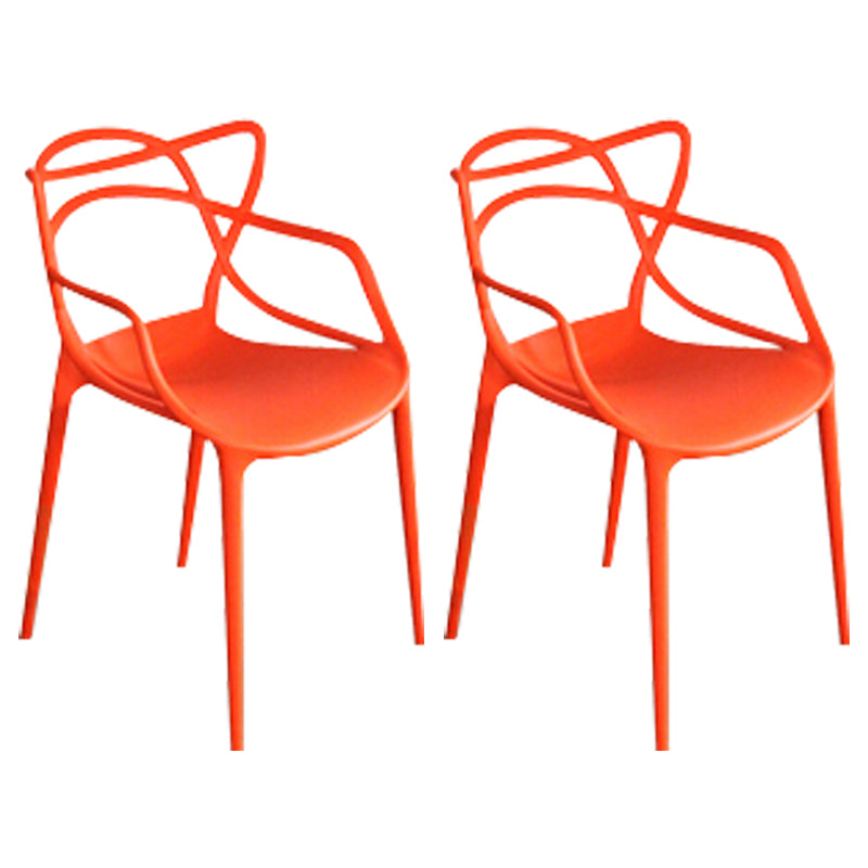 Contemporary Style Dining Chairs Kitchen Dining Arm Chairs with Plastic Legs Orange 2 Piece Set Clearhalo ' kitchen&dining_furn' 'Dining Chairs' 'Dining Tables & Seating' 'dining_chair' 'furn' 'furn_dining_chair' 'Furniture' 'furniture_dining_chair' 'Kitchen & Dining Furniture' 'kitchen' 3998246