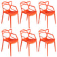Contemporary Style Dining Chairs Kitchen Dining Arm Chairs with Plastic Legs Orange 6 Piece Set Clearhalo ' kitchen&dining_furn' 'Dining Chairs' 'Dining Tables & Seating' 'dining_chair' 'furn' 'furn_dining_chair' 'Furniture' 'furniture_dining_chair' 'Kitchen & Dining Furniture' 'kitchen' 3998248