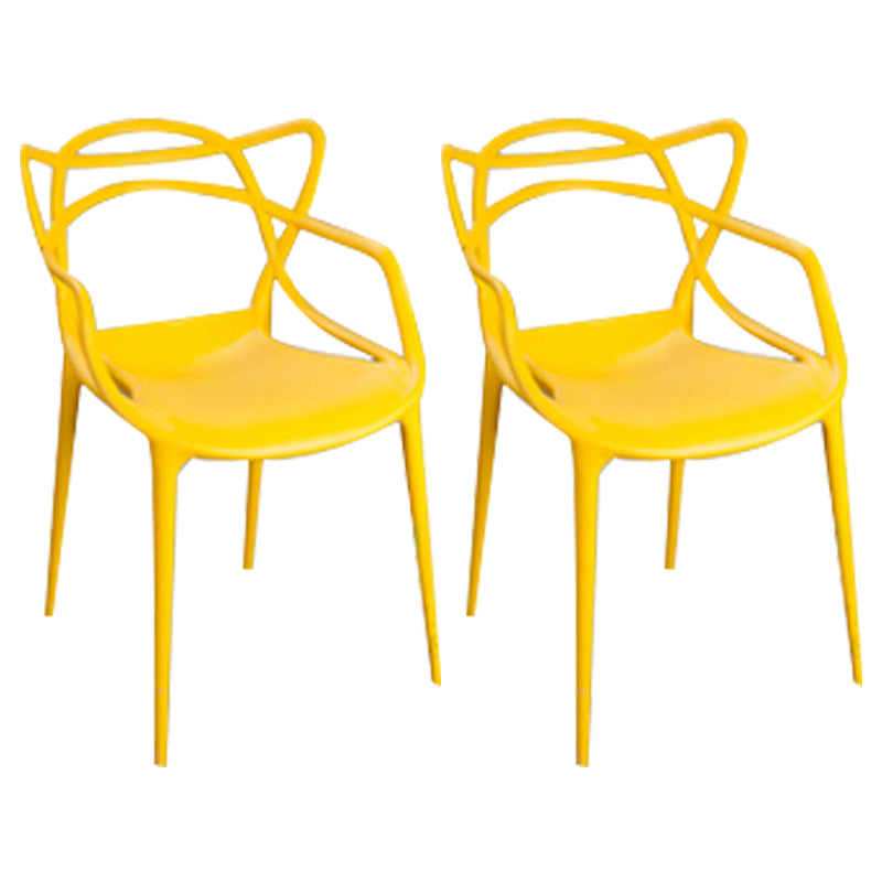 Contemporary Style Dining Chairs Kitchen Dining Arm Chairs with Plastic Legs Yellow 2 Piece Set Clearhalo ' kitchen&dining_furn' 'Dining Chairs' 'Dining Tables & Seating' 'dining_chair' 'furn' 'furn_dining_chair' 'Furniture' 'furniture_dining_chair' 'Kitchen & Dining Furniture' 'kitchen' 3998249