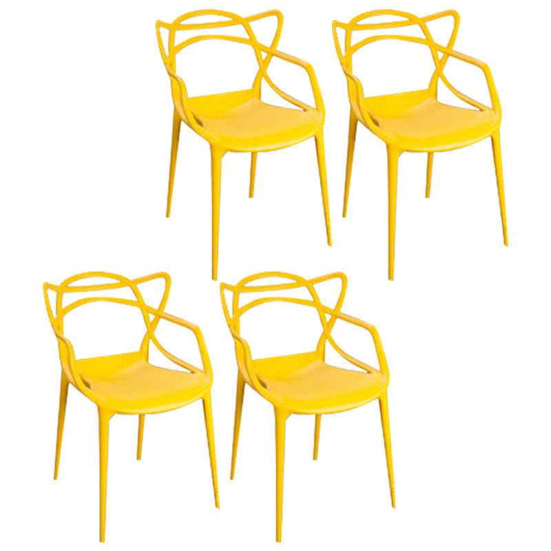 Contemporary Style Dining Chairs Kitchen Dining Arm Chairs with Plastic Legs Yellow 4 Piece Set Clearhalo ' kitchen&dining_furn' 'Dining Chairs' 'Dining Tables & Seating' 'dining_chair' 'furn' 'furn_dining_chair' 'Furniture' 'furniture_dining_chair' 'Kitchen & Dining Furniture' 'kitchen' 3998250