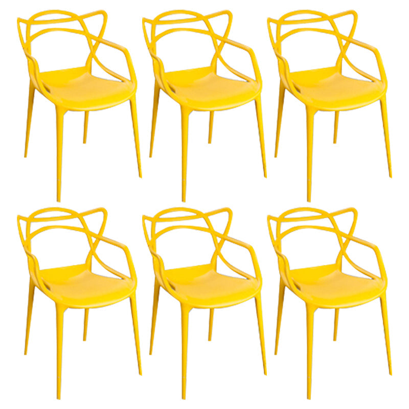 Contemporary Style Dining Chairs Kitchen Dining Arm Chairs with Plastic Legs Yellow 6 Piece Set Clearhalo ' kitchen&dining_furn' 'Dining Chairs' 'Dining Tables & Seating' 'dining_chair' 'furn' 'furn_dining_chair' 'Furniture' 'furniture_dining_chair' 'Kitchen & Dining Furniture' 'kitchen' 3998251