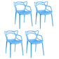 Contemporary Style Dining Chairs Kitchen Dining Arm Chairs with Plastic Legs Blue 4 Piece Set Clearhalo ' kitchen&dining_furn' 'Dining Chairs' 'Dining Tables & Seating' 'dining_chair' 'furn' 'furn_dining_chair' 'Furniture' 'furniture_dining_chair' 'Kitchen & Dining Furniture' 'kitchen' 3998253