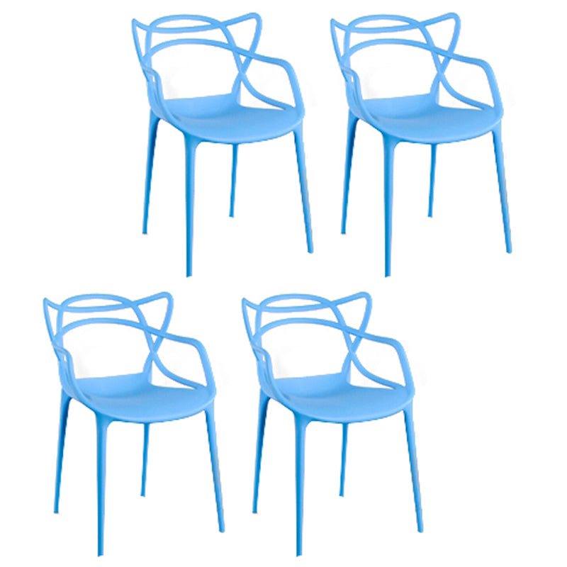 Contemporary Style Dining Chairs Kitchen Dining Arm Chairs with Plastic Legs Blue 4 Piece Set Clearhalo ' kitchen&dining_furn' 'Dining Chairs' 'Dining Tables & Seating' 'dining_chair' 'furn' 'furn_dining_chair' 'Furniture' 'furniture_dining_chair' 'Kitchen & Dining Furniture' 'kitchen' 3998253