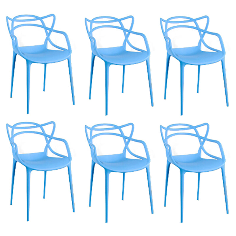 Contemporary Style Dining Chairs Kitchen Dining Arm Chairs with Plastic Legs Blue 6 Piece Set Clearhalo ' kitchen&dining_furn' 'Dining Chairs' 'Dining Tables & Seating' 'dining_chair' 'furn' 'furn_dining_chair' 'Furniture' 'furniture_dining_chair' 'Kitchen & Dining Furniture' 'kitchen' 3998254