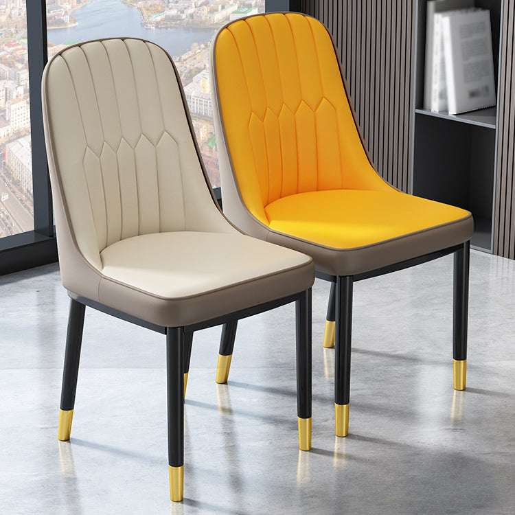 Nordic Metal Dining Room Chairs Upholstered Linen Fabric Armless Chairs for Restaurant Use Clearhalo ' kitchen&dining_furn' 'Dining Chairs' 'Dining Tables & Seating' 'dining_chair' 'furn' 'furn_dining_chair' 'Furniture' 'furniture_dining_chair' 'Kitchen & Dining Furniture' 'kitchen' 3998256