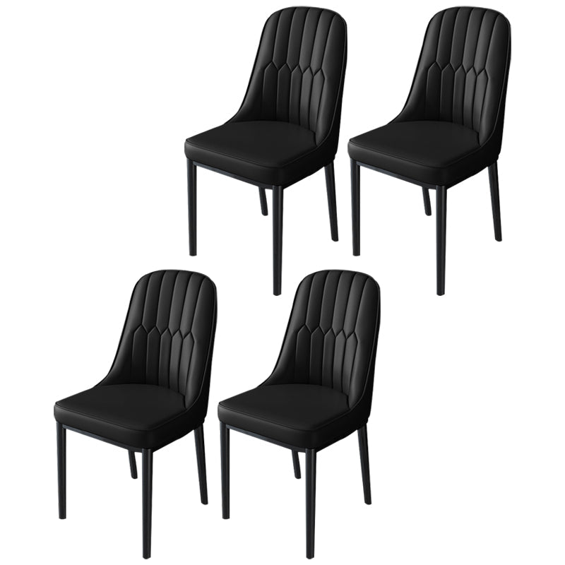 Nordic Metal Dining Room Chairs Upholstered Linen Fabric Armless Chairs for Restaurant Use Black 4 Piece Set Black Clearhalo ' kitchen&dining_furn' 'Dining Chairs' 'Dining Tables & Seating' 'dining_chair' 'furn' 'furn_dining_chair' 'Furniture' 'furniture_dining_chair' 'Kitchen & Dining Furniture' 'kitchen' 3998260