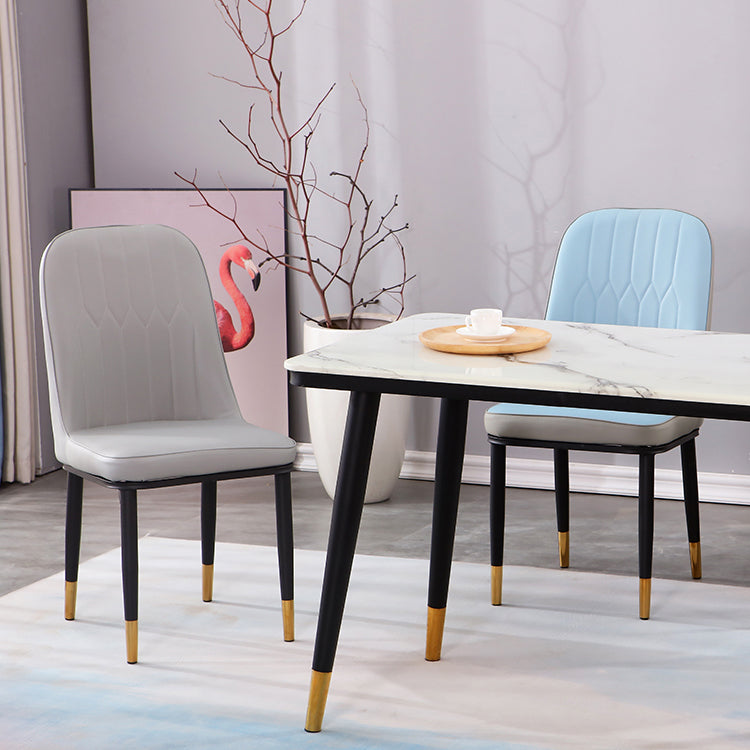 Nordic Metal Dining Room Chairs Upholstered Linen Fabric Armless Chairs for Restaurant Use Clearhalo ' kitchen&dining_furn' 'Dining Chairs' 'Dining Tables & Seating' 'dining_chair' 'furn' 'furn_dining_chair' 'Furniture' 'furniture_dining_chair' 'Kitchen & Dining Furniture' 'kitchen' 3998263