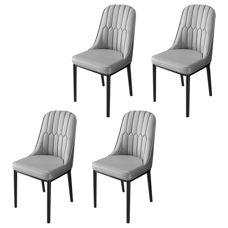 Nordic Metal Dining Room Chairs Upholstered Linen Fabric Armless Chairs for Restaurant Use Grey 4 Piece Set Black Clearhalo ' kitchen&dining_furn' 'Dining Chairs' 'Dining Tables & Seating' 'dining_chair' 'furn' 'furn_dining_chair' 'Furniture' 'furniture_dining_chair' 'Kitchen & Dining Furniture' 'kitchen' 3998267