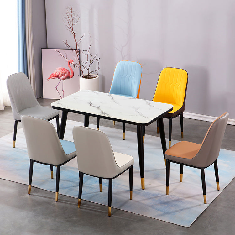 Nordic Metal Dining Room Chairs Upholstered Linen Fabric Armless Chairs for Restaurant Use Clearhalo ' kitchen&dining_furn' 'Dining Chairs' 'Dining Tables & Seating' 'dining_chair' 'furn' 'furn_dining_chair' 'Furniture' 'furniture_dining_chair' 'Kitchen & Dining Furniture' 'kitchen' 3998272