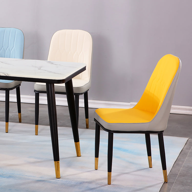 Nordic Metal Dining Room Chairs Upholstered Linen Fabric Armless Chairs for Restaurant Use Clearhalo ' kitchen&dining_furn' 'Dining Chairs' 'Dining Tables & Seating' 'dining_chair' 'furn' 'furn_dining_chair' 'Furniture' 'furniture_dining_chair' 'Kitchen & Dining Furniture' 'kitchen' 3998278