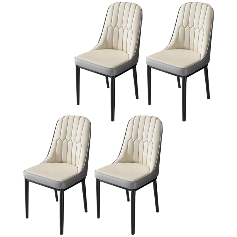 Nordic Metal Dining Room Chairs Upholstered Linen Fabric Armless Chairs for Restaurant Use White-Gray 4 Piece Set Black Clearhalo ' kitchen&dining_furn' 'Dining Chairs' 'Dining Tables & Seating' 'dining_chair' 'furn' 'furn_dining_chair' 'Furniture' 'furniture_dining_chair' 'Kitchen & Dining Furniture' 'kitchen' 3998282