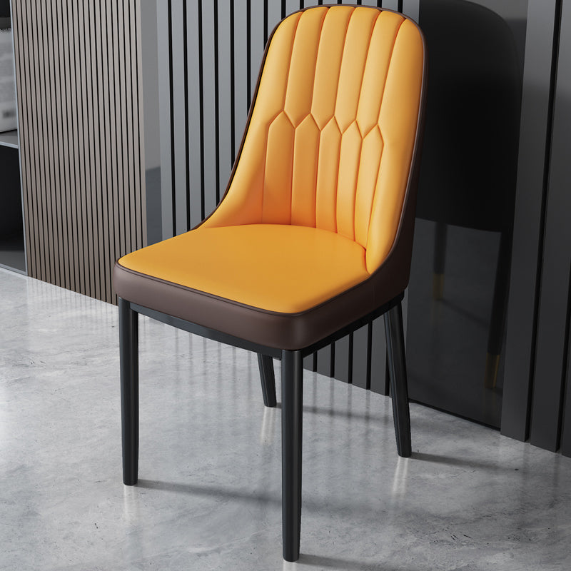 Nordic Metal Dining Room Chairs Upholstered Linen Fabric Armless Chairs for Restaurant Use Orange 1 Piece Black Clearhalo ' kitchen&dining_furn' 'Dining Chairs' 'Dining Tables & Seating' 'dining_chair' 'furn' 'furn_dining_chair' 'Furniture' 'furniture_dining_chair' 'Kitchen & Dining Furniture' 'kitchen' 3998283