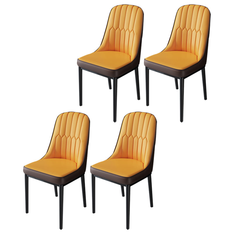 Nordic Metal Dining Room Chairs Upholstered Linen Fabric Armless Chairs for Restaurant Use Orange 4 Piece Set Black Clearhalo ' kitchen&dining_furn' 'Dining Chairs' 'Dining Tables & Seating' 'dining_chair' 'furn' 'furn_dining_chair' 'Furniture' 'furniture_dining_chair' 'Kitchen & Dining Furniture' 'kitchen' 3998285
