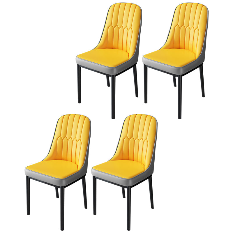 Nordic Metal Dining Room Chairs Upholstered Linen Fabric Armless Chairs for Restaurant Use Yellow-Gray 4 Piece Set Black Clearhalo ' kitchen&dining_furn' 'Dining Chairs' 'Dining Tables & Seating' 'dining_chair' 'furn' 'furn_dining_chair' 'Furniture' 'furniture_dining_chair' 'Kitchen & Dining Furniture' 'kitchen' 3998294